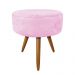 Kit 02 Poltronas com 02 Puffs Larissa Suede Rosa Bebê Pés Palito Castanho D'Rossi
