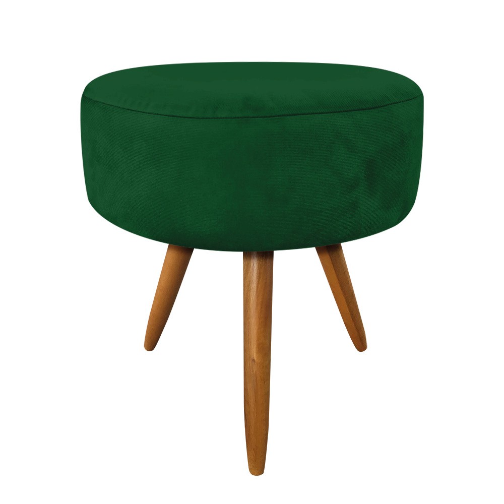 Kit 02 Poltronas com 02 Puffs Larissa Suede Verde Pés Palito Castanho D'Rossi