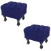 Kit 02 Puff Retrô Luis XV Capitonê Suede Azul Marinho - D'Rossi