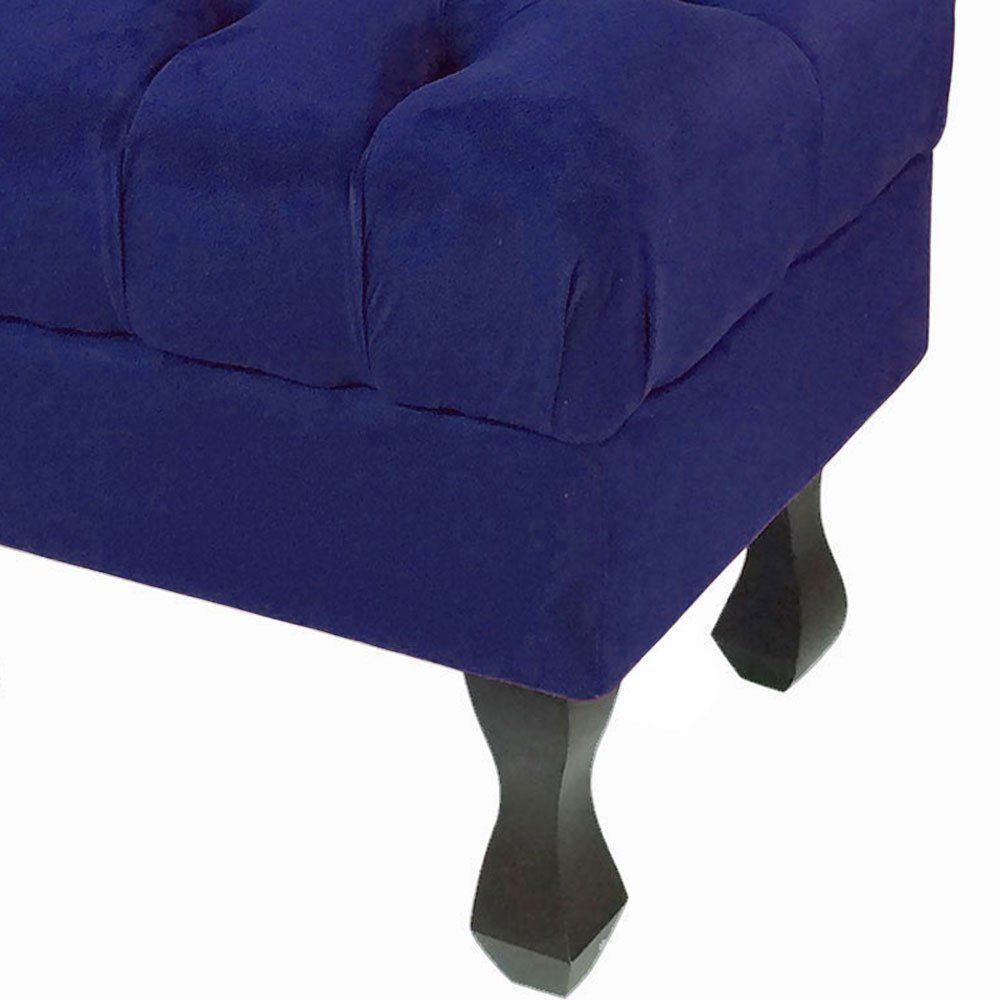 Kit 02 Puff Retrô Luis XV Capitonê Suede Azul Marinho - D'Rossi