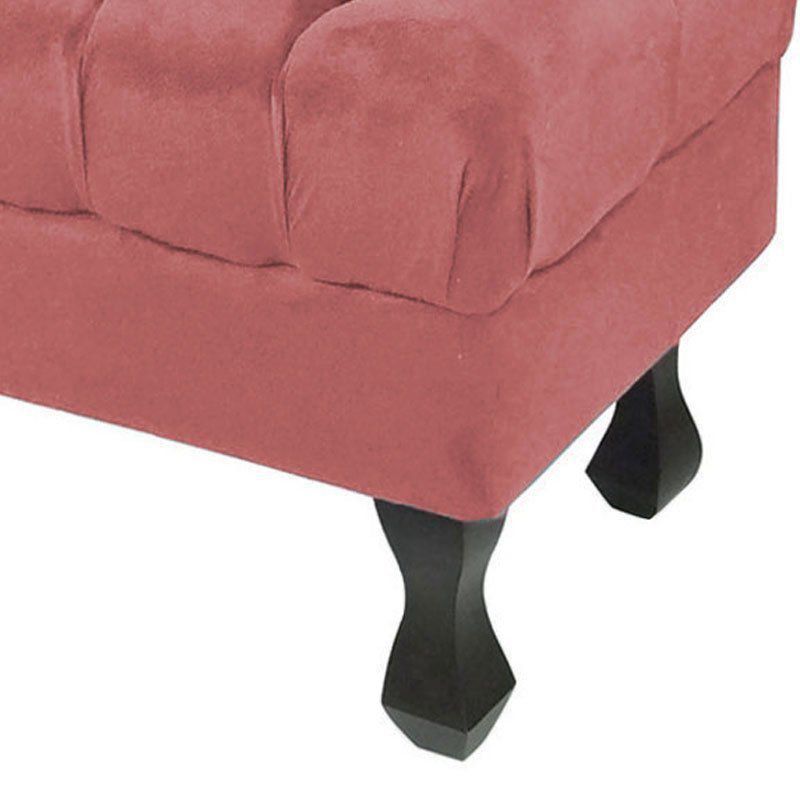 Kit 02 Puff Retrô Luis XV Capitonê Suede Rose - D'Rossi