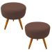 Kit 02 Puffs Banqueta Berlim Redondo Suede Marrom Pés Castanho D'Rossi