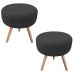 Kit 02 Puffs Banqueta Berlim Redondo Suede Preto Pés Natural D'Rossi