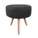 Kit 02 Puffs Banqueta Berlim Redondo Suede Preto Pés Natural D'Rossi