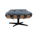Kit 02 Puffs Giratório Costela Suede Azul Marinho Base Cromada Preto - D'Rossi