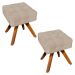 Kit 02 Puffs Giratório Elisa Suede Base Madeira MM30 D'Rossi