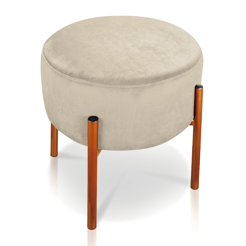 Kit 02 Puffs Iron Suede Base Metálica Cobre - D'Rossi