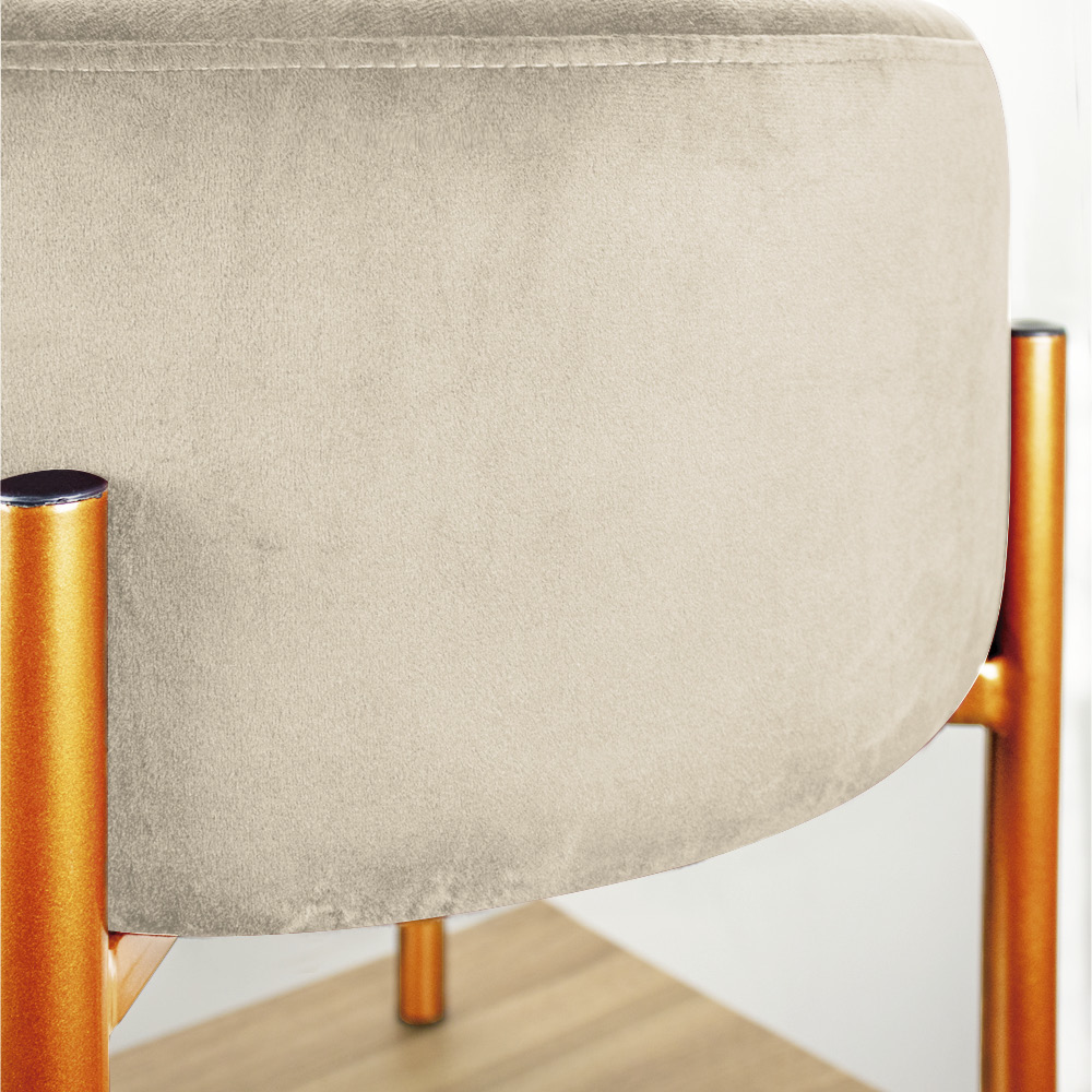 Kit 02 Puffs Iron Suede Base Metálica Cobre - D'Rossi
