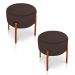 Kit 02 Puffs Iron Suede Marrom Base Metálica Cobre - D'Rossi
