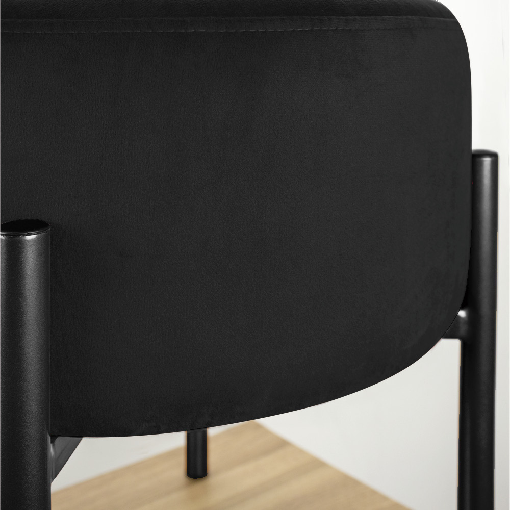 Kit 02 Puffs Iron Suede Preto Base Metálica Preto - D'Rossi