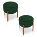Kit 02 Puffs Iron Suede Verde Base Metálica Cobre - D'Rossi