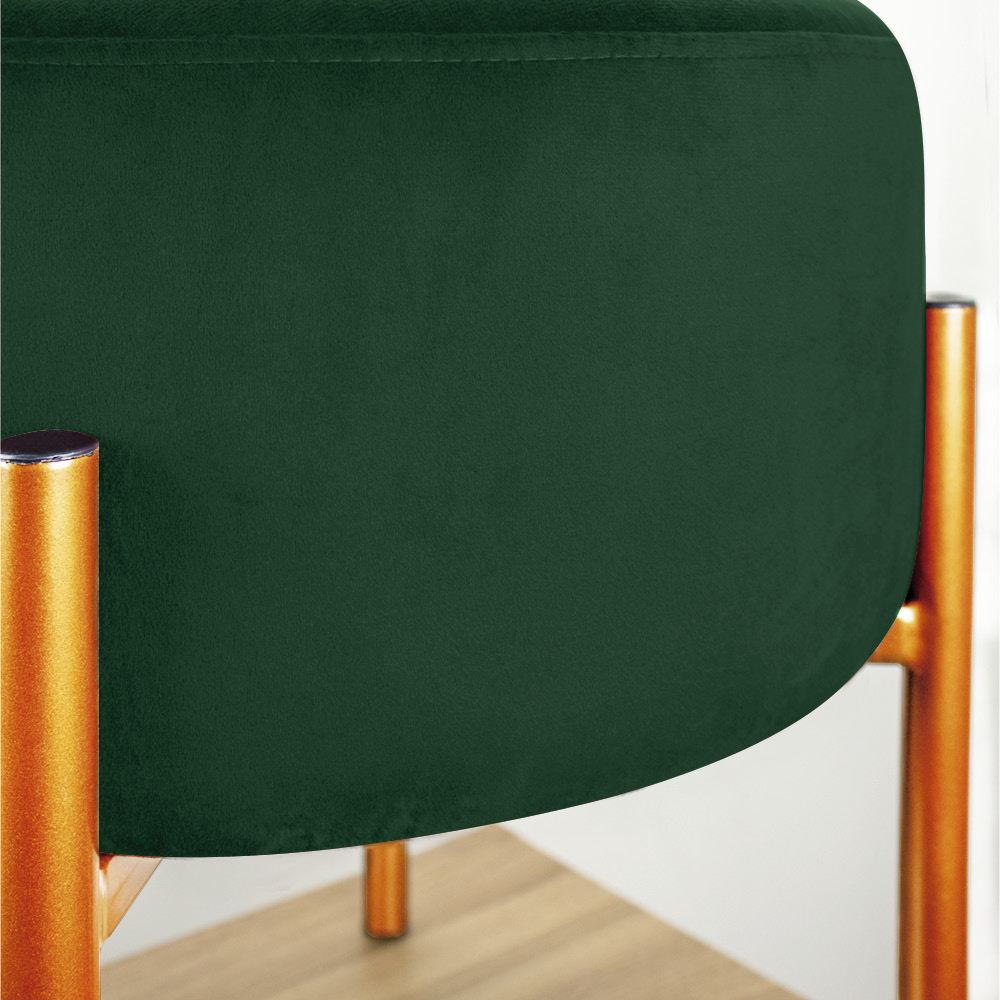 Kit 02 Puffs Iron Suede Verde Base Metálica Cobre - D'Rossi