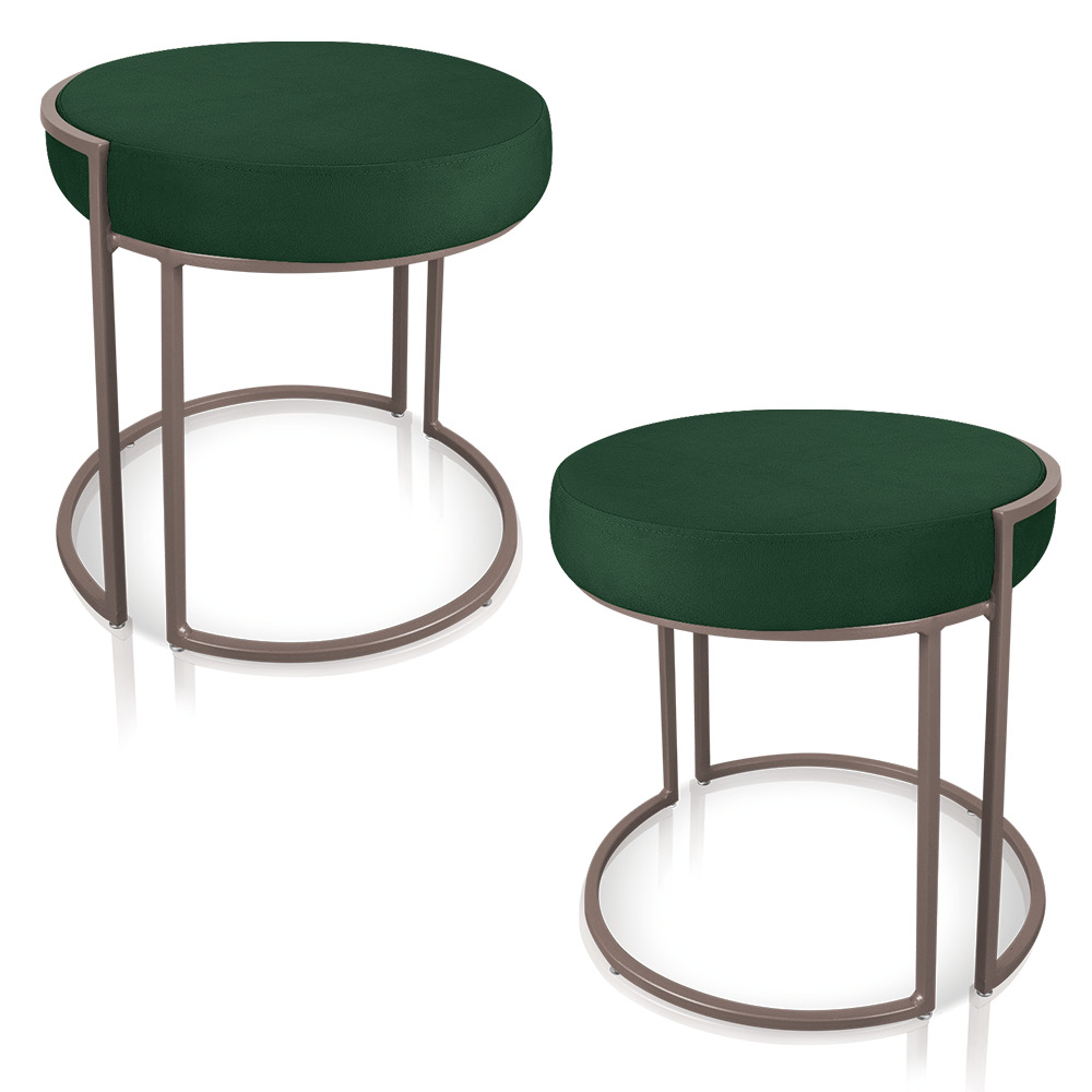 Kit 02 Puffs Love Suede Verde Base Industrial Cobre - D'Rossi