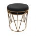 Kit 02 Puffs Multiuso com Mesa Babu 2 em 1 Suede Preto Base Dourado - D'Rossi