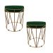 Kit 02 Puffs Multiuso com Mesa Babu 2 em 1 Suede Verde Base Dourado - D'Rossi