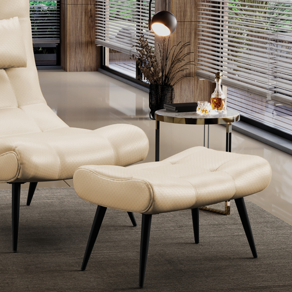 Kit 02 Puffs Sher Facto Bege Pés Palito de Ferro - D'Rossi