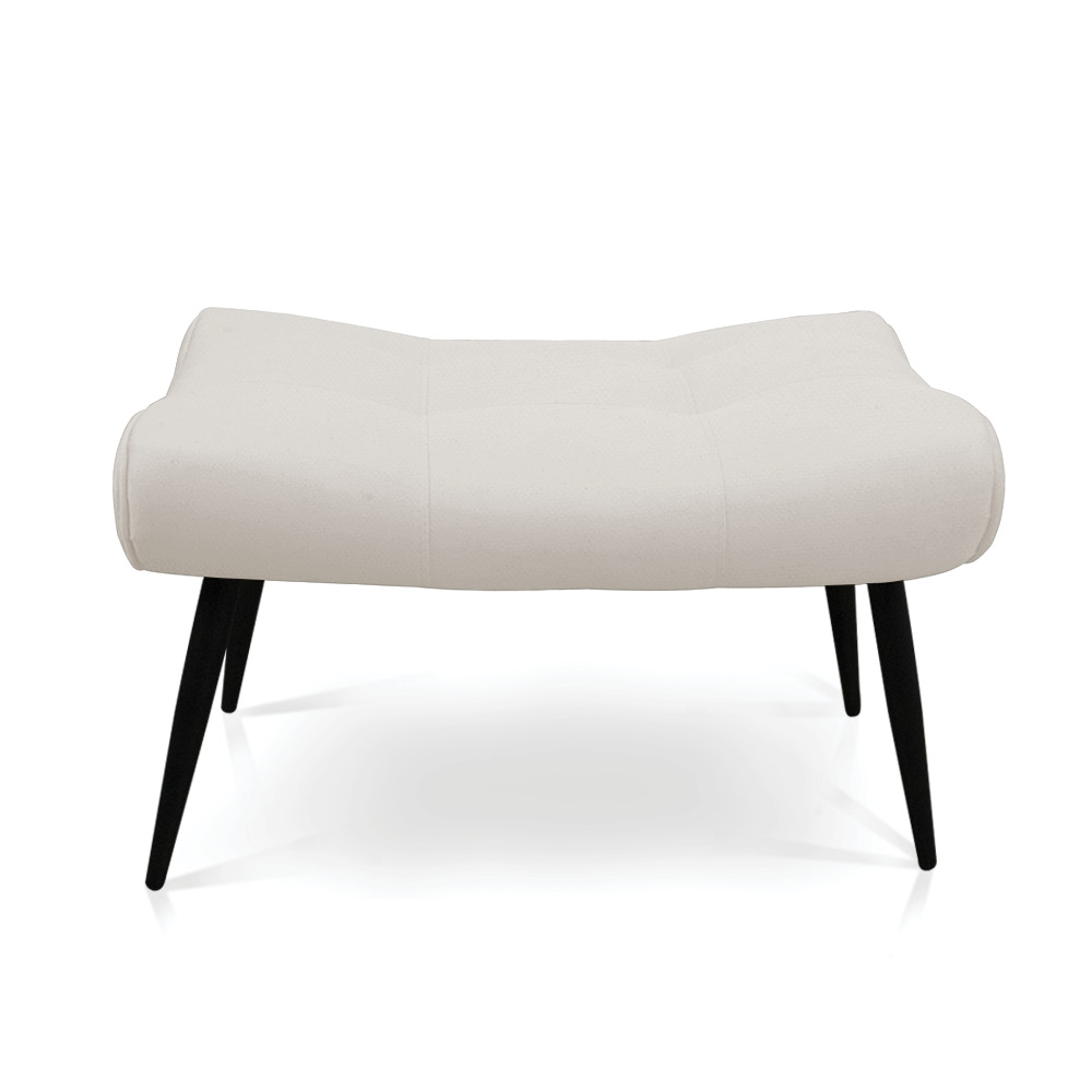 Kit 02 Puffs Sher Linho Bege A19 Pés Palito de Ferro - D'Rossi