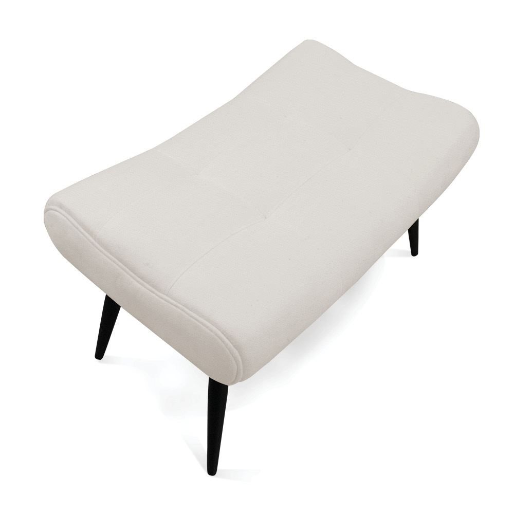 Kit 02 Puffs Sher Linho Bege A19 Pés Palito de Ferro - D'Rossi