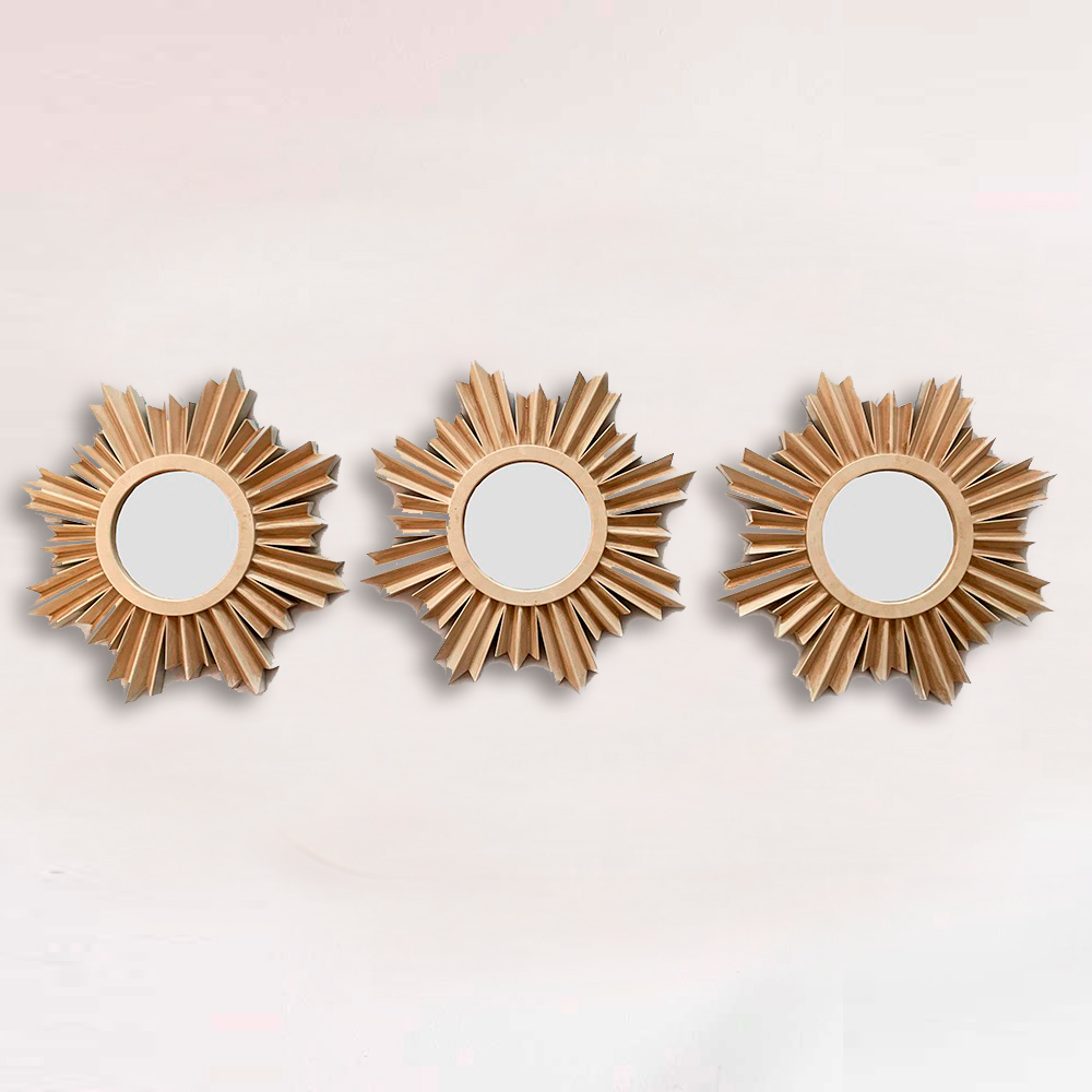 Kit 03 Espelhos Decorativo Moldura Creme - D'Rossi