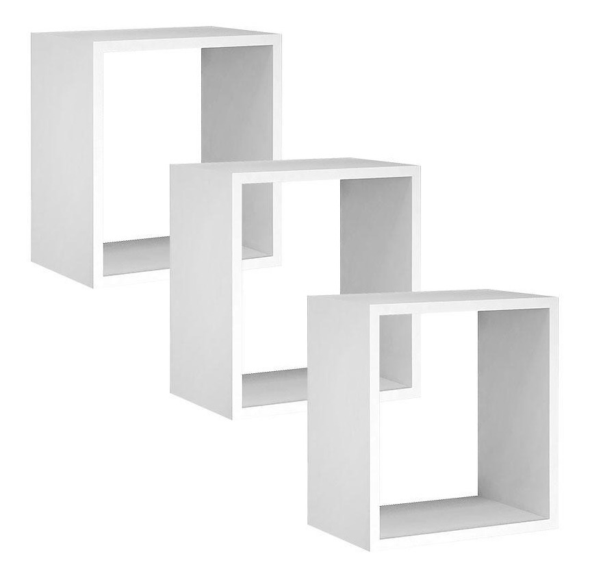Kit 03 Nicho Infantil Organizador Branco Brilho 30x30 cm - AJL Móveis