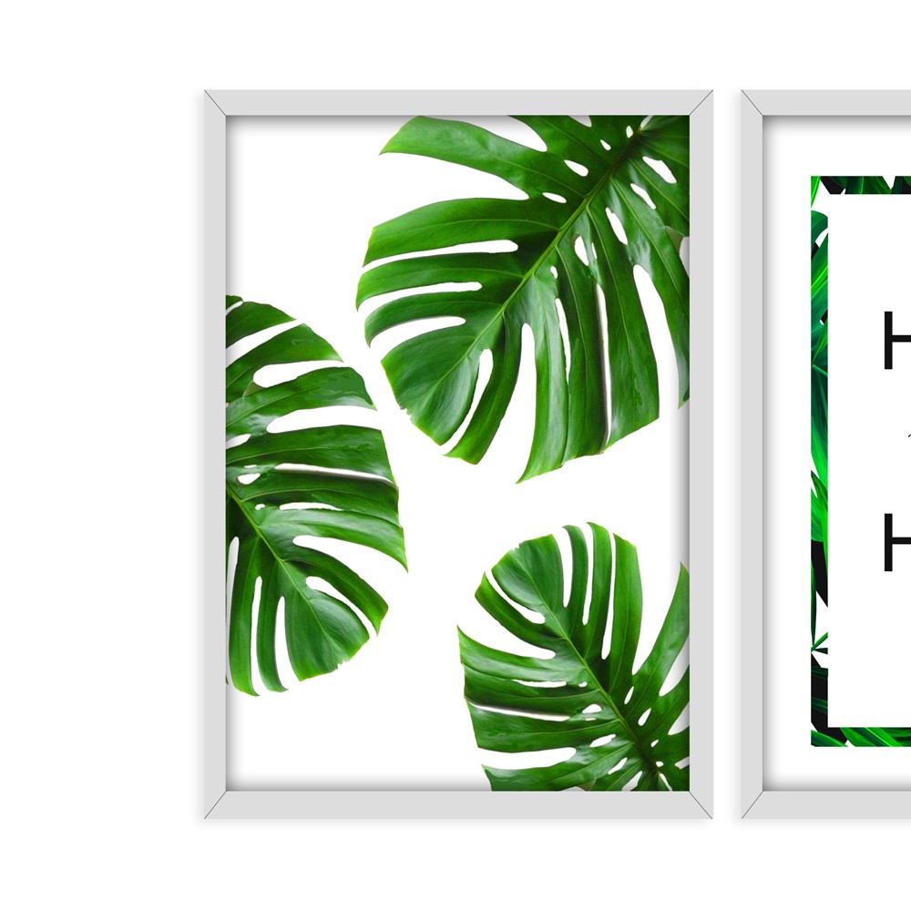 Kit 03 Quadros Decorativos "Folhagem Home Sweet Home" 43X33X1CM - D'Rossi