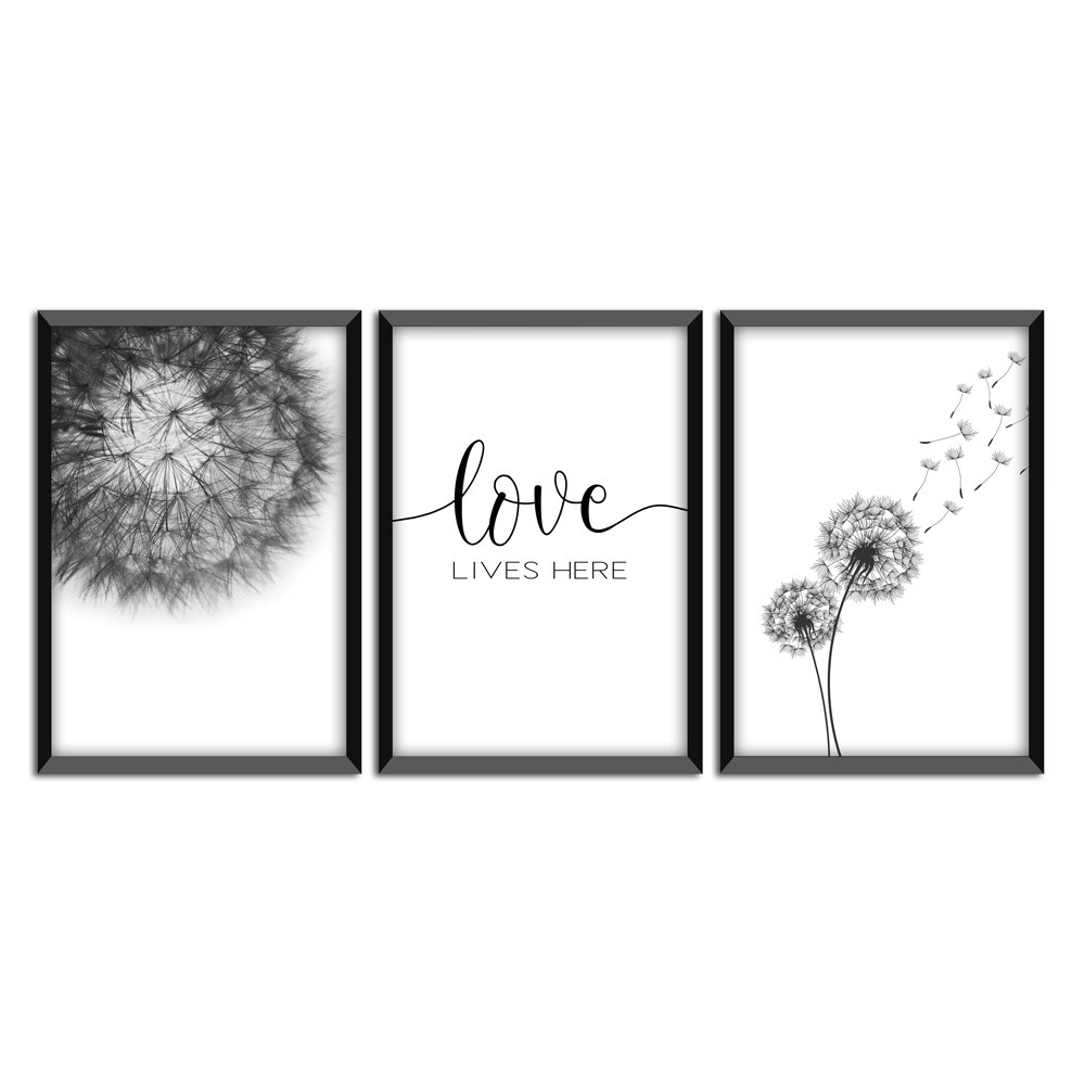 Kit 03 Quadros Decorativos "Love Lives" 43X33X1CM - D'Rossi