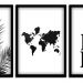Kit 03 Quadros Decorativos "Mapa" 43X33X1CM - D'Rossi