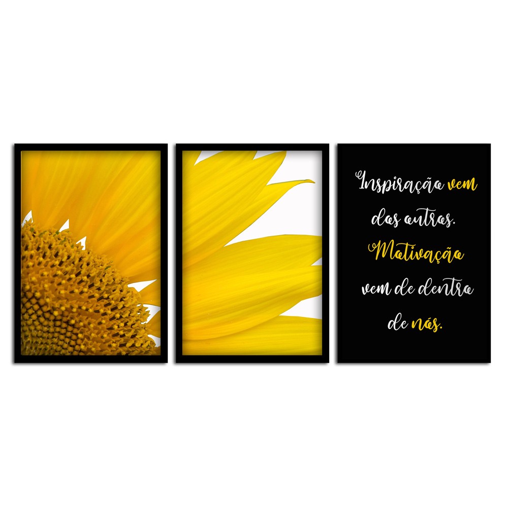 Kit 03 Quadros Decorativos "Motivação" 43X33X1CM - D'Rossi