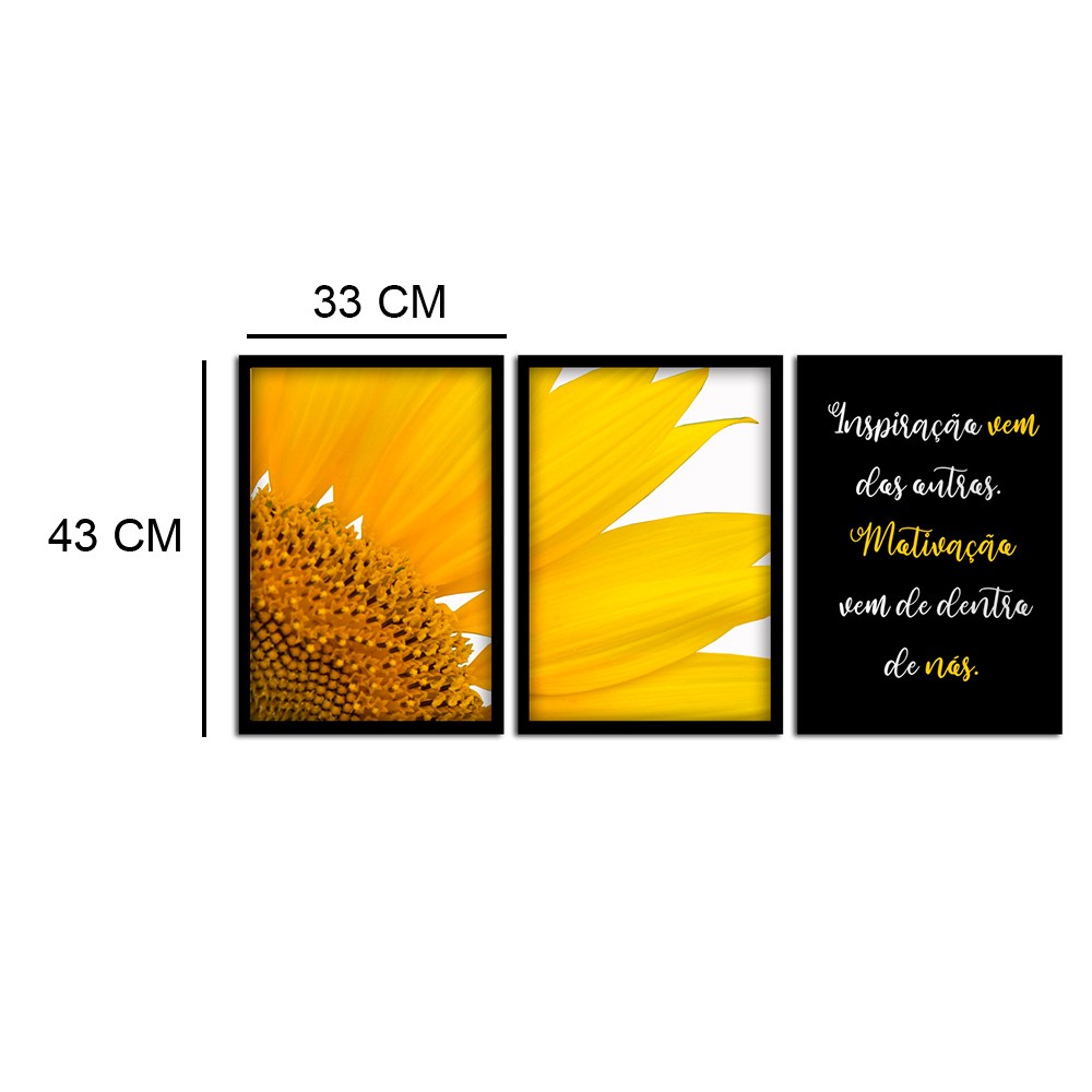 Kit 03 Quadros Decorativos "Motivação" 43X33X1CM - D'Rossi