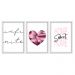Kit 03 Quadros Decorativos "Pink Heart" 43X33X1CM - D'Rossi
