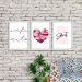 Kit 03 Quadros Decorativos "Pink Heart" 43X33X1CM - D'Rossi