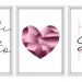 Kit 03 Quadros Decorativos "Pink Heart" 43X33X1CM - D'Rossi