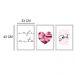 Kit 03 Quadros Decorativos "Pink Heart" 43X33X1CM - D'Rossi