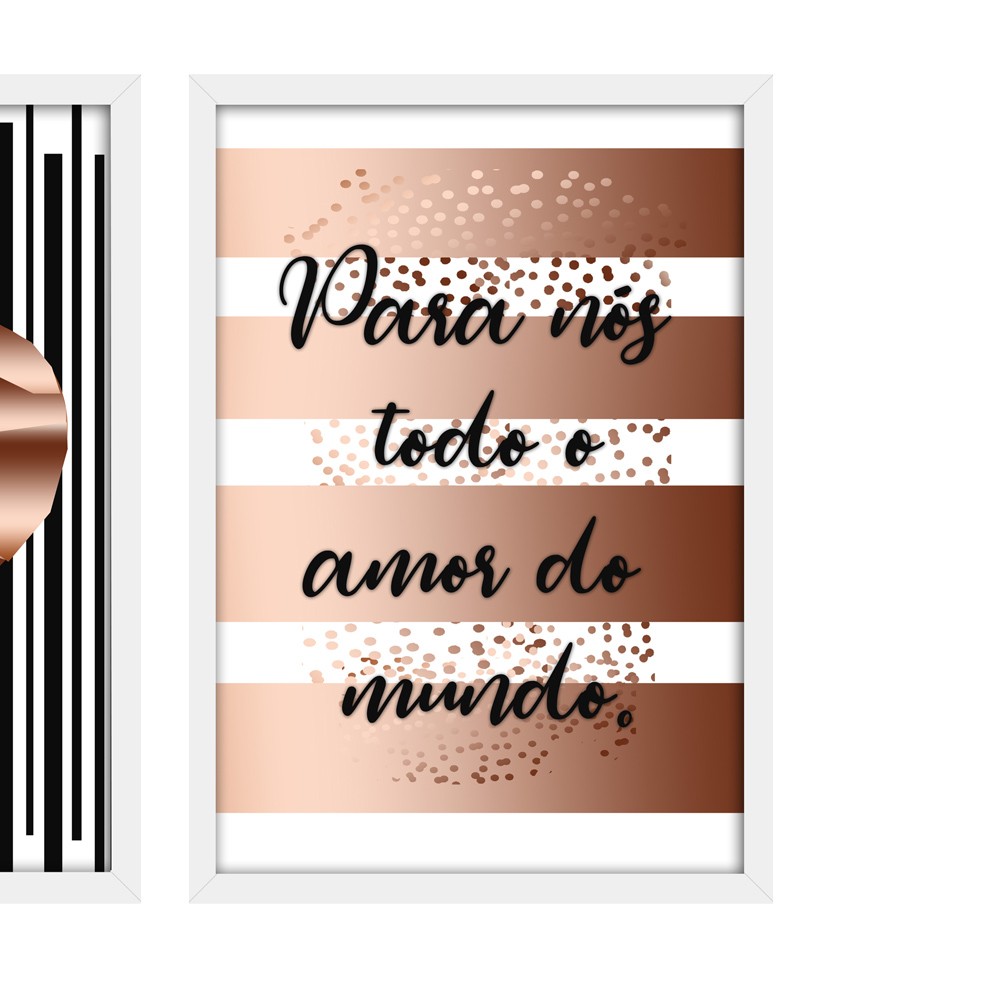 Kit 03 Quadros Decorativos "Todo Amor" 43X33X1CM - D'Rossi
