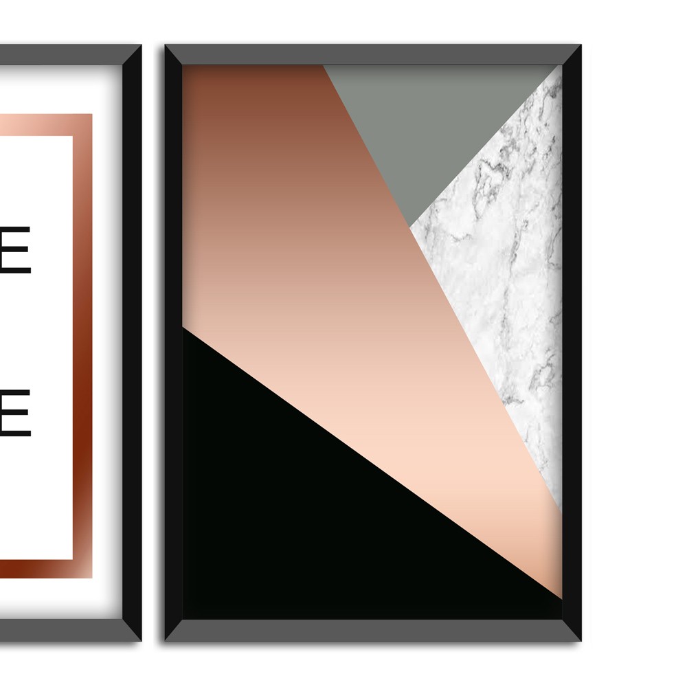 Kit 03 Quadros Decorativos Rose Gold "Home Sweet Home" 43X33X1CM - D'Rossi