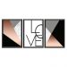 Kit 03 Quadros Decorativos Rose Gold "Love" 43X33X1CM - D'Rossi
