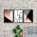 Kit 03 Quadros Decorativos Rose Gold "Love" 43X33X1CM - D'Rossi