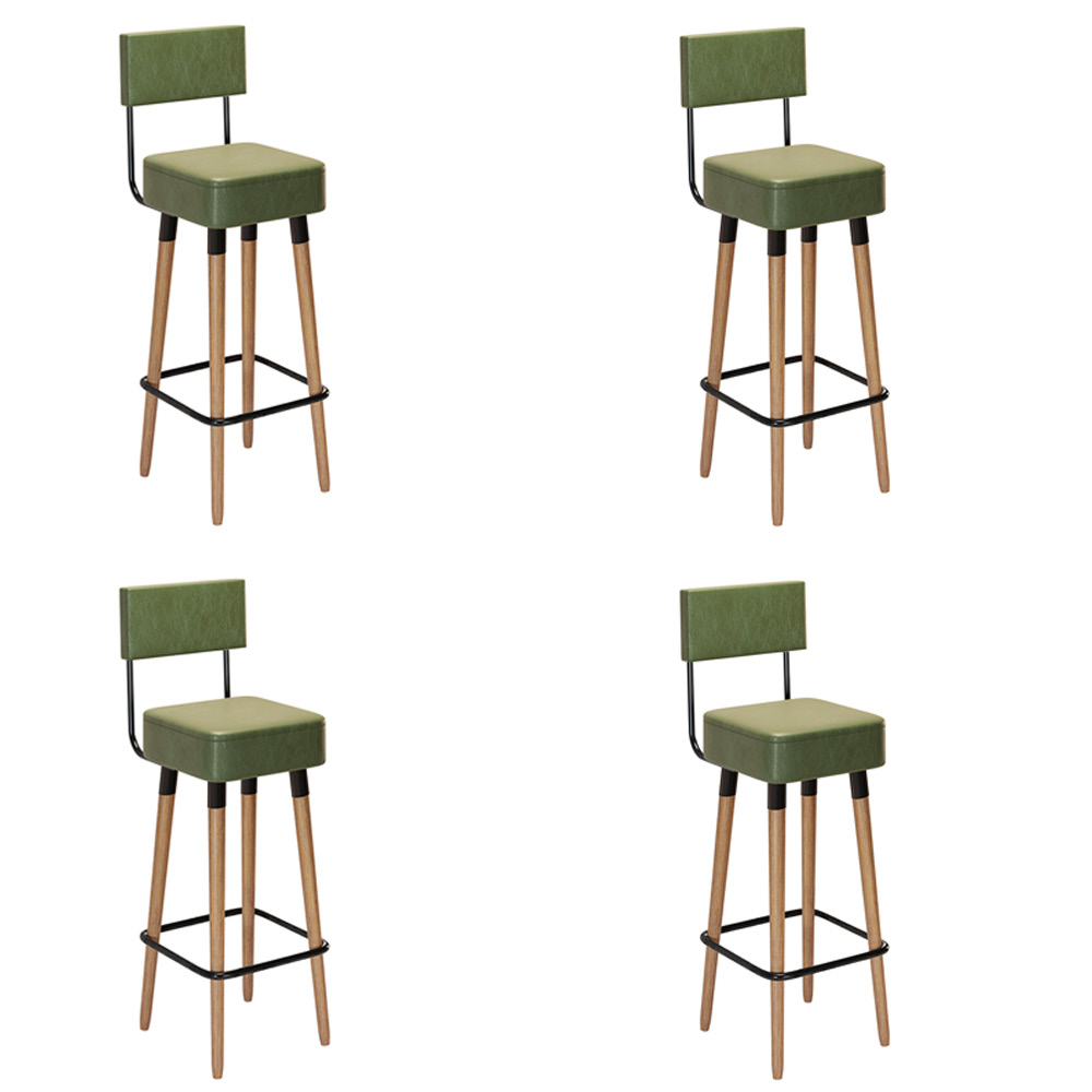 Kit 04 Banquetas Alta Barcelona Corano Verde Pés Palito - D'Rossi