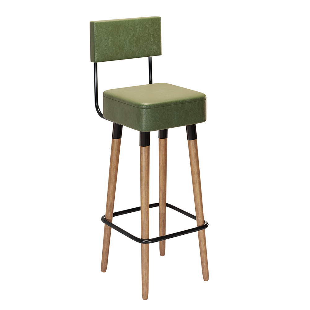 Kit 04 Banquetas Alta Barcelona Corano Verde Pés Palito - D'Rossi