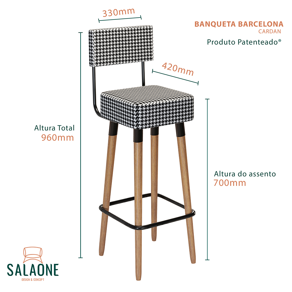 Kit 04 Banquetas Alta Barcelona Suede Cardan Pés Palito - D'Rossi