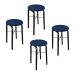 Kit 04 Banquetas Baixa Manu Suede Azul Marinho D'Rossi