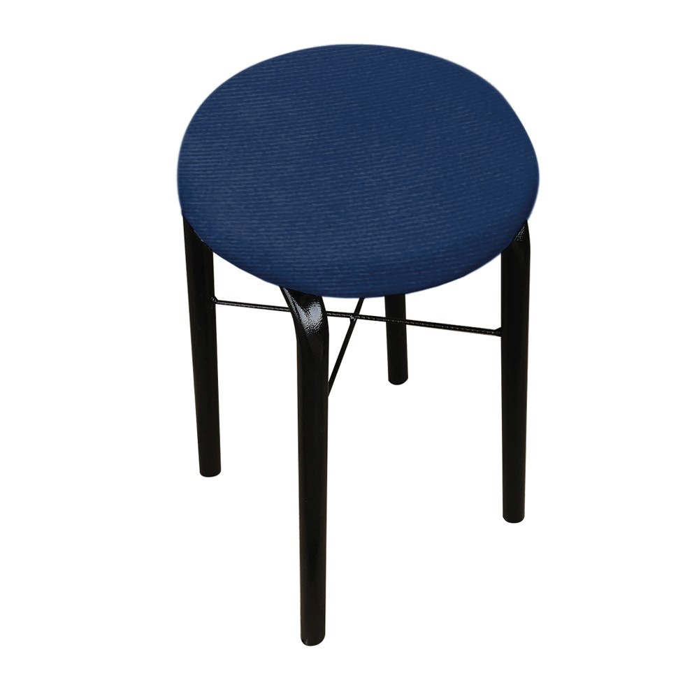 Kit 04 Banquetas Baixa Manu Suede Azul Marinho D'Rossi