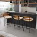 Kit 04 Banquetas Costela Suede Bege Base Metálica Preto - D'Rossi