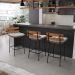 Kit 04 Banquetas Costela Suede Cinza Base Metálica Preto - D'Rossi