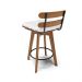 Kit 04 Banquetas Giratória Costela Corino Branco Base Madeira MA70 - D'Rossi