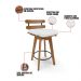 Kit 04 Banquetas Giratória Costela Corino Branco Base Madeira MA70 - D'Rossi