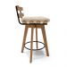 Kit 04 Banquetas Giratória Costela Suede Bege Base Madeira MA70 - D'Rossi