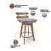Kit 04 Banquetas Giratória Costela Suede Cinza Base Madeira MA70 - D'Rossi