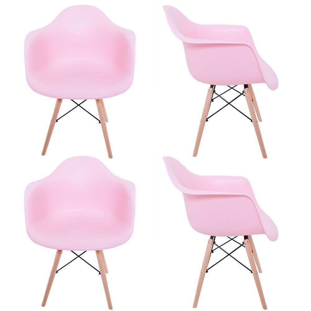Kit 04 Cadeiras Melbourne Eiffel Charles Eames Base Madeira - Rosa - D'Rossi