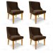 Kit 04 Cadeiras de Jantar Liz Suede Marrom Base Fixa Madeira Castanho - D'Rossi